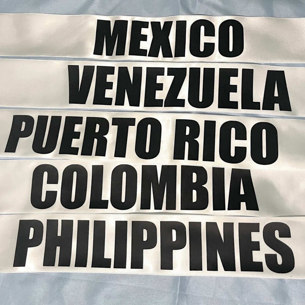 COPY - Miss Universe Country Sashes, Any Country Pageant